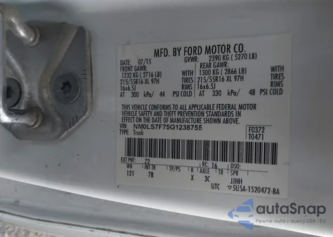 2016 Ford Transit Connect Xlt z USA, uszkodzony, nr VIN NM0LS7F75G1238755